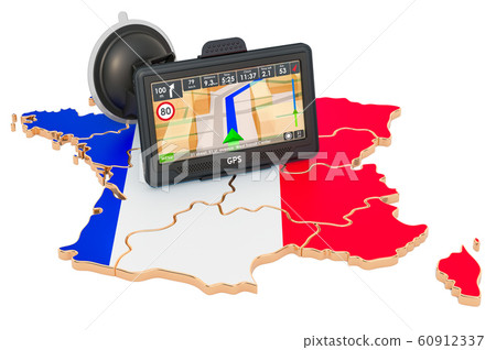 GPS navigation in France, 3D rendering GPS navigation in France, 3D rendering 60912337