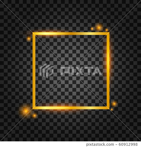 Vector golden frame with lights effects. Rectangle - Stock Illustration ...