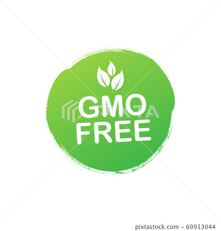 Green colored GMO free emblems, badge, logo, icon. 60913044