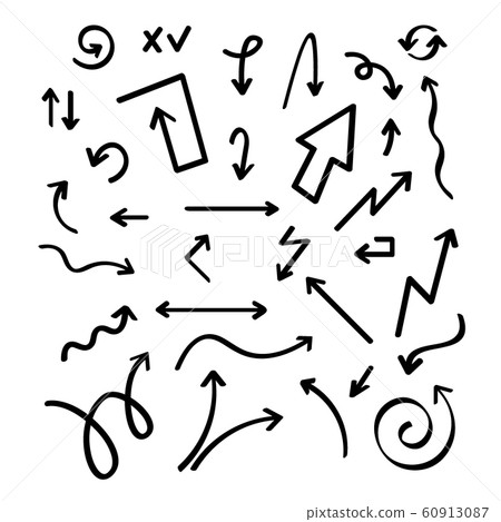 Hand drawn vector arrow collection, sketched 60913087