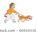 Owner walking a dog 60914316
