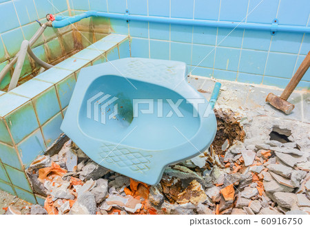 repair toilet old bathroom interior house 60916750