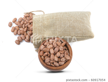Pinto beans in bag sackcloth an isolated on white 60917054