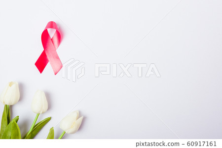 Breast cancer month concept, flat lay top view, 60917161