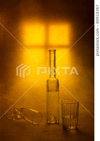 Still life with a bottle, a glass and a broken Still life with a bottle, a glass and a broken 60918367
