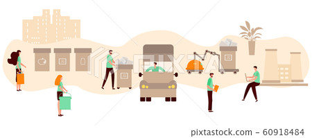 Vector People Robot Sorting Waste Recycling Eco 60918484