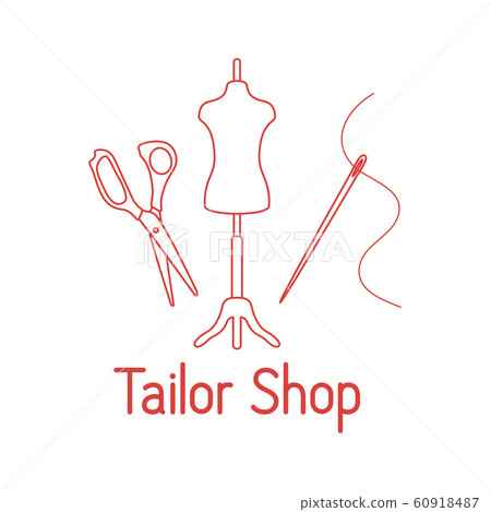 Dressmaking tools Tailor shop Atelier Sewing - Stock Illustration ...