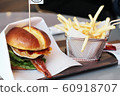 Hamburger Homemade Burger French Fries 60918707