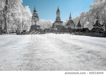 Ruined ancient Buddhist temple and pagoda 60918949