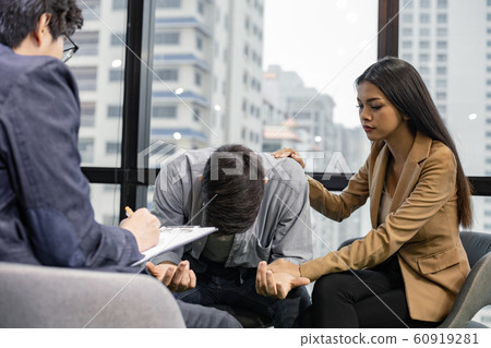 Couple talking, help and giving support by Couple talking, help and giving support by 60919281
