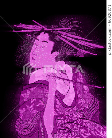 Beautiful woman face with smoke tube hologram version 60920871