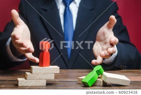 Businessman is very surprised by defeat. Loss, failure and fatal error. Mistake handling. Weakness incompetence, victory of a stronger opponent. Unprepared, unprofessional. Diplomacy, business. 60923416
