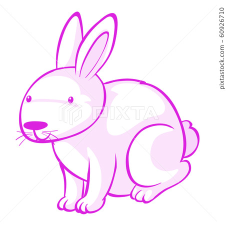 Pink rabbit on white background - Stock Illustration [60926710] - PIXTA