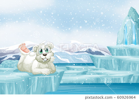 Scene with cute polar bear on ice - Stock Illustration [60926964] - PIXTA