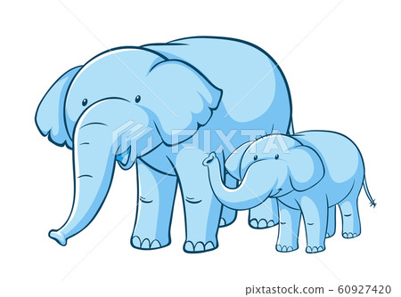 Blue elephant on white background - Stock Illustration [60927420] - PIXTA