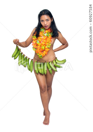 The ethnic woman in banana skirt, isolated on The ethnic woman in banana skirt, isolated on 60927584