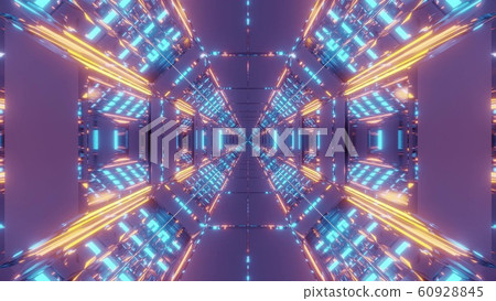 futuristic science-fiction hangar tunnel with endless glowing lights 3d rendering design background wallpaper futuristic science-fiction hangar tunnel with endless glowing lights 3d rendering design background wallpaper 60928845