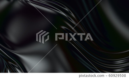 3D render beautiful folds of black silk in full screen, like a beautiful clean fabric background. Simple soft background with smooth folds like waves on a liquid surface. 114 60929508