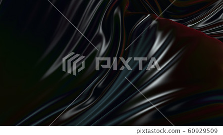 3D render beautiful folds of black silk in full screen, like a beautiful clean fabric background. Simple soft background with smooth folds like waves on a liquid surface. 112 60929509