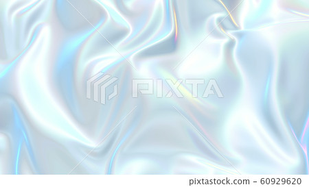 3D render beautiful folds of white silk in full screen, like a beautiful clean fabric background. Simple soft background with smooth folds like waves on a liquid surface. Nacre 69 60929620