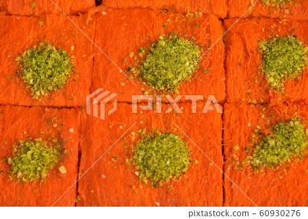 Kanafeh display. background, food, tasty, syrup, Kanafeh display. background, food, tasty, syrup, 60930276