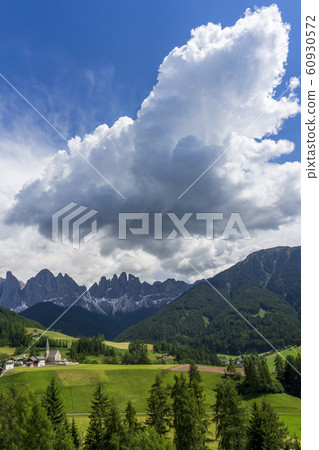 Scenic view of Santa Maddalena village church. 60930572