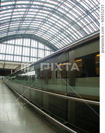 Eurostar stopping at London Euston station made of arched steel Eurostar stopping at London Euston station made of arched steel 60931255