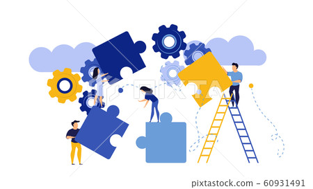 Puzzle together vector concept business jigsaw 60931491