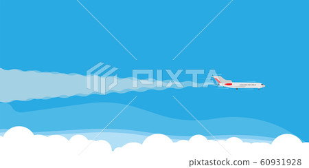 Plane fly in cloud sky illustration banner - Stock Illustration ...