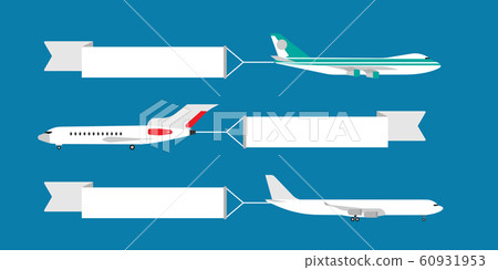 Air plane flying with ribbon banner vector 60931953