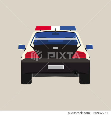 Police car back view vector flat icon. Vehicle cop 60932255
