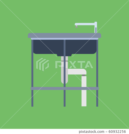 Sink flat icon bathroom faucet equipment kitchen 60932256