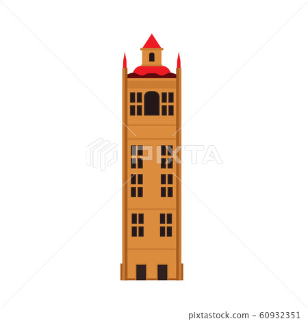 Stone building tower vector icon architecture - Stock Illustration ...
