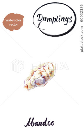 Asian dumpling Mandoo watercolor vector illustration 60932386