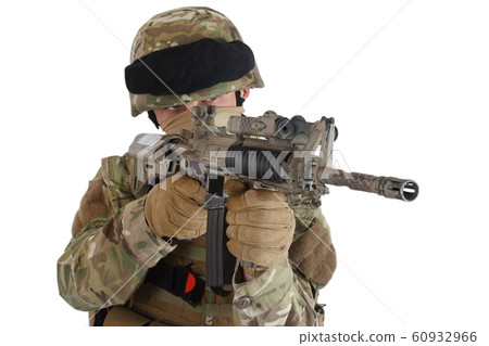 rifle shooting - soldier with assault rifle rifle shooting - soldier with assault rifle 60932966