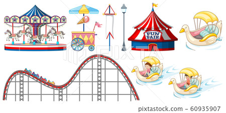 Isolated objects from circus theme with rides and - Stock Illustration ...
