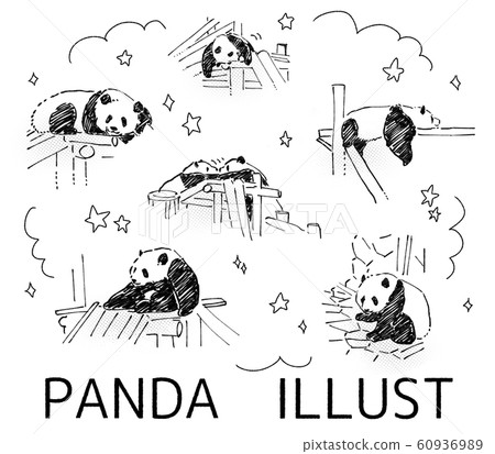 Panda hand-drawn illustration (with tone) Panda hand-drawn illustration (with tone) 60936989