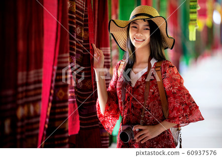 Asian girl fun and play in Lamduan woven cloth Asian girl fun and play in Lamduan woven cloth 60937576