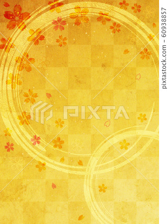 Sakura gold leaf _ brush writing _ lattice pattern _ vertical Sakura gold leaf _ brush writing _ lattice pattern _ vertical 60938857