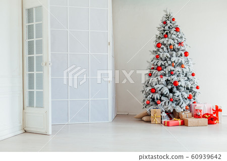 Xmas new year gifts and toys tree winter background Xmas new year gifts and toys tree winter background 60939642