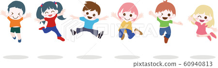 Illustration material Jumping children Boys and... - Stock Illustration ...