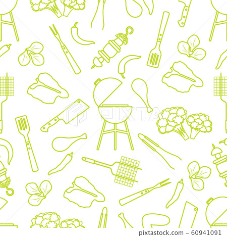 Seamless pattern Grill, barbecue tools, food BBQ-插圖素材 [60941091] - PIXTA圖庫