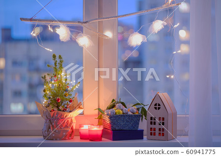 Christmas decorations on a window sill 60941775