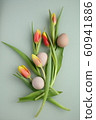 Easter background with eggs and tulips 60941886