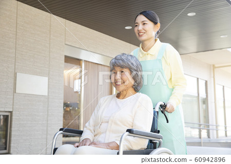 Female, Business, Caregiver, Helper, Elderly, Senior, Wheelchair, Walk 60942896