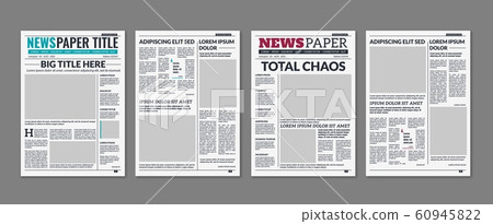 Newspaper column. Printed sheet of news paper with article text and headline publication design vector press templates Newspaper column. Printed sheet of news paper with article text and headline publication design vector press templates 60945822