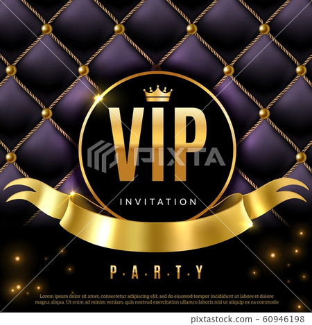 VIP. Luxury invitation coupon certificate with golden letters, exclusive and elegant logo membership in prestige club vector background 60946198