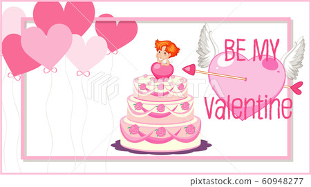 Valentine theme with cake and heart balloons Valentine theme with cake and heart balloons 60948277