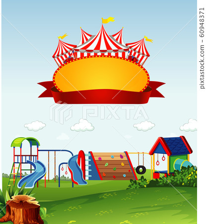 Background scene of playground with sign template 60948371