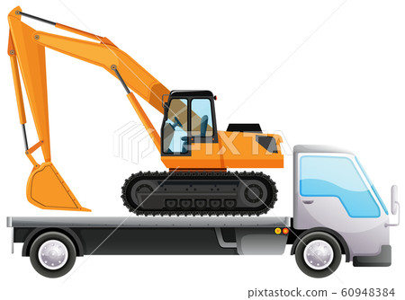 Tow truck carrying big crane tractor on isolated Tow truck carrying big crane tractor on isolated 60948384